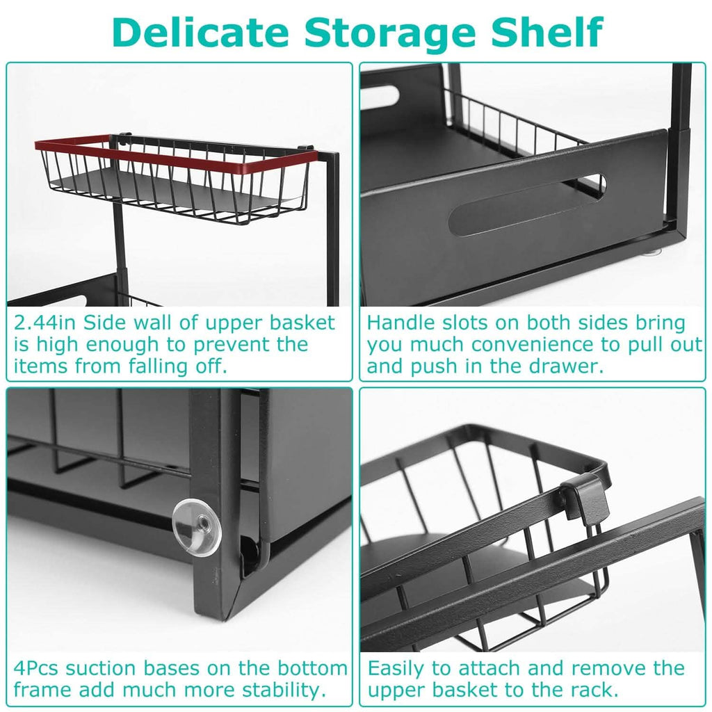 2-Tier Under Sink Organizer Pull Out Basket Storage