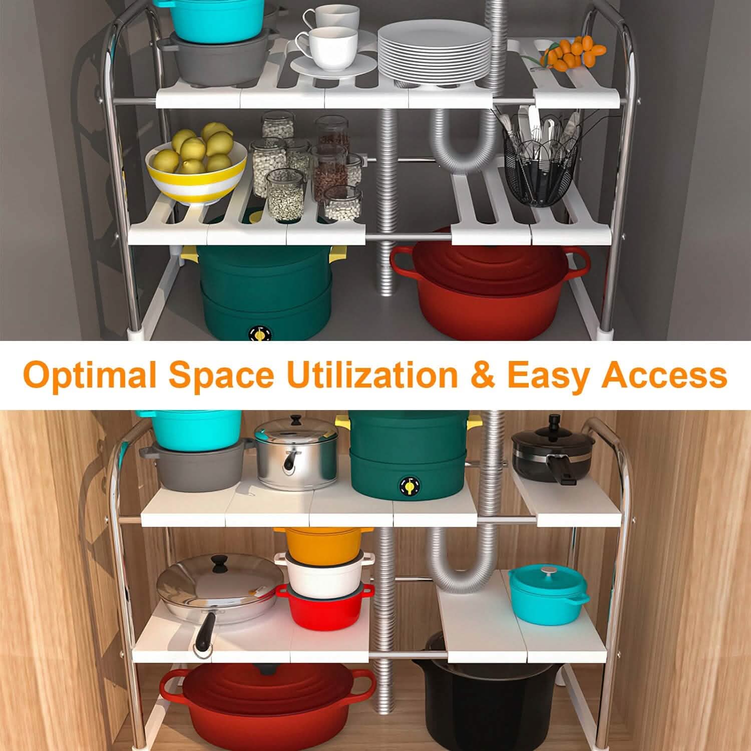 Organisateur d'évier à 2 étages, support de rangement rétractable pour cuisine