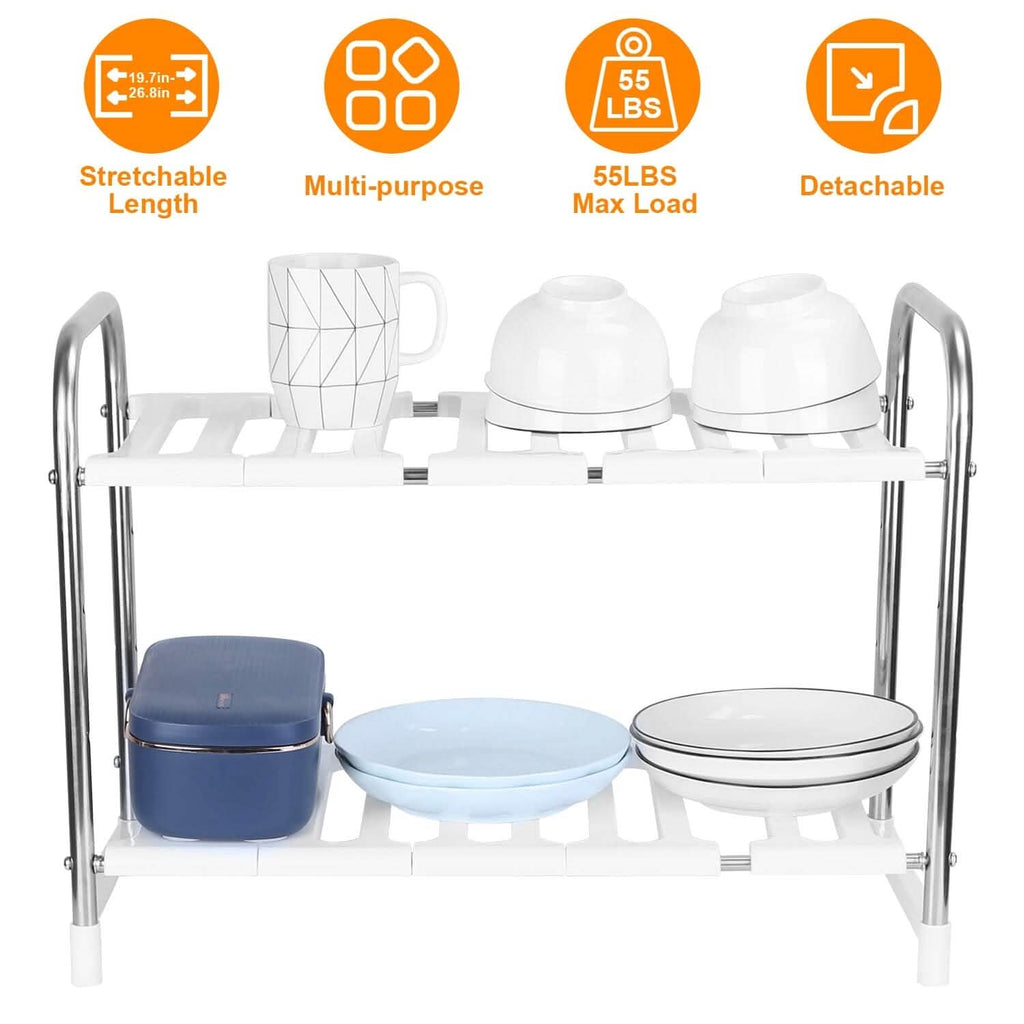Organisateur d'évier à 2 étages, support de rangement rétractable pour cuisine