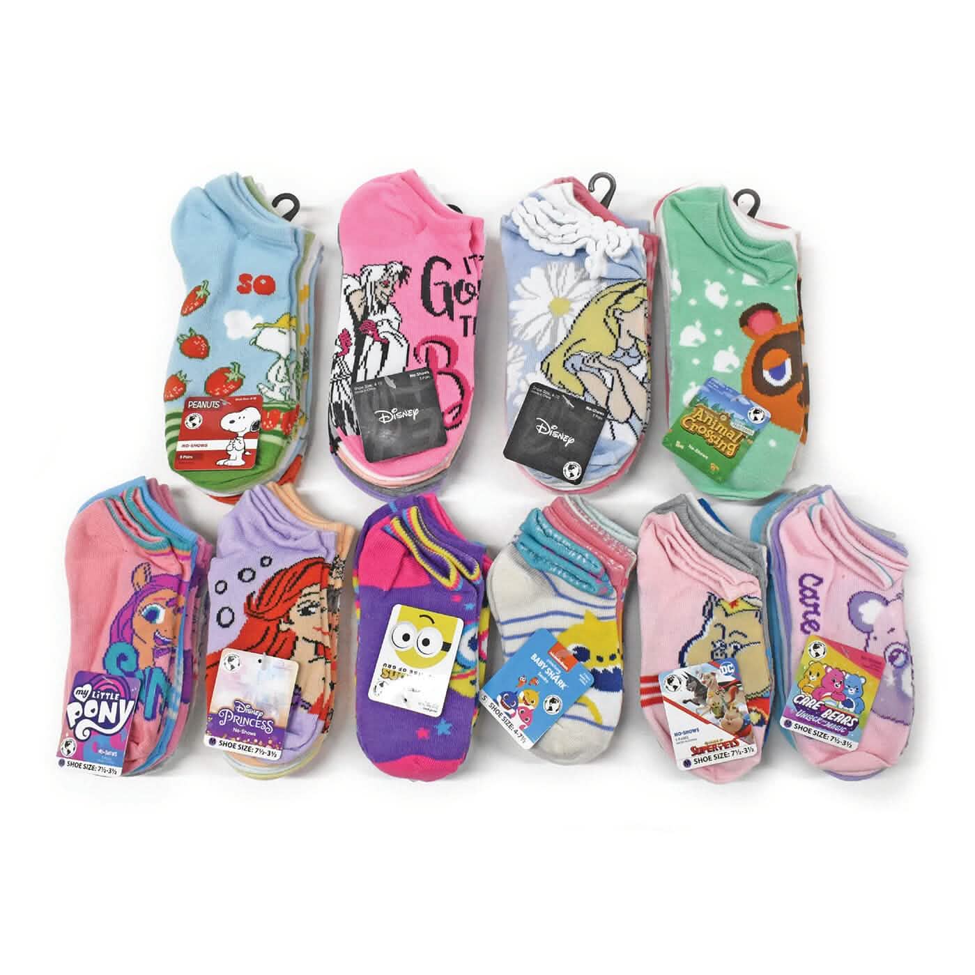 20 paires : chaussettes basses sous licence pour enfants