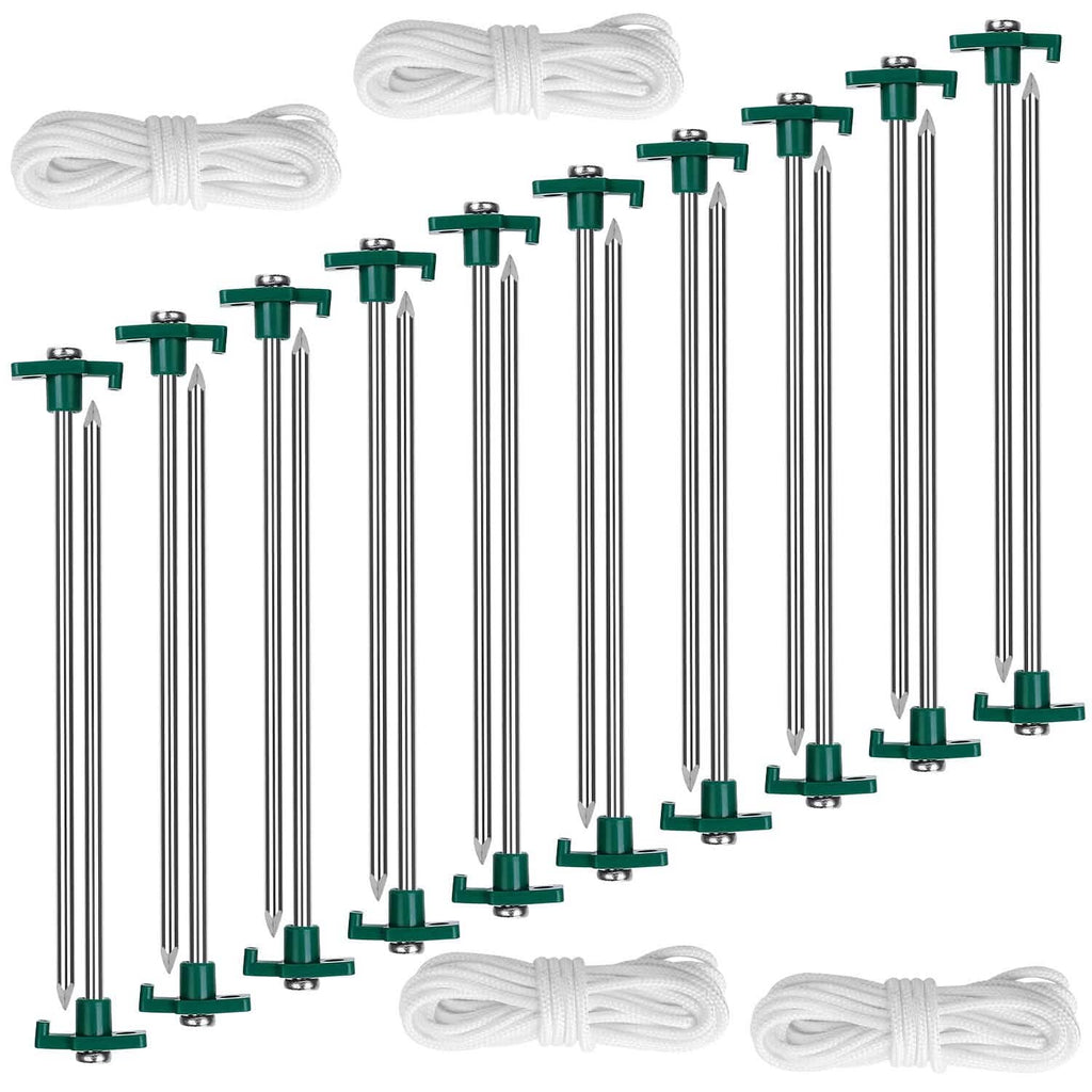20-Piece: 9.8-Inch Tent Pegs Ropes Set