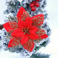 20 pièces : Ornement de Noël avec fleurs de poinsettia artificielles