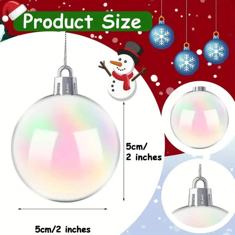 20 pièces : Boules ornementales irisées transparentes en plastique pour l'artisanat
