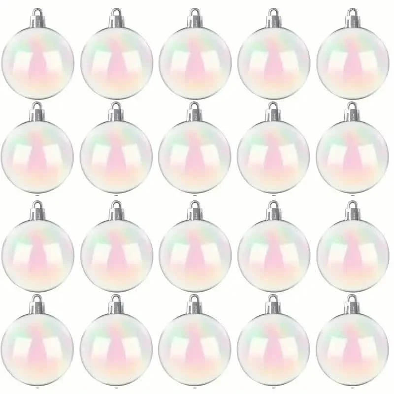 20 pièces : Boules ornementales irisées transparentes en plastique pour l'artisanat