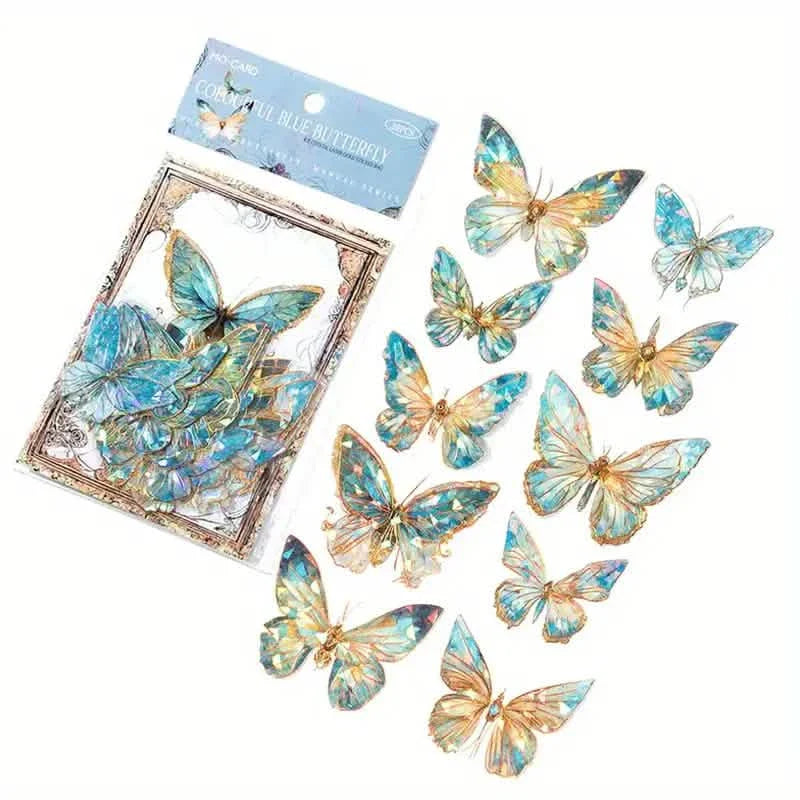 20 pièces : Autocollants décoratifs en PET Papillon Laser Cristal de Glace