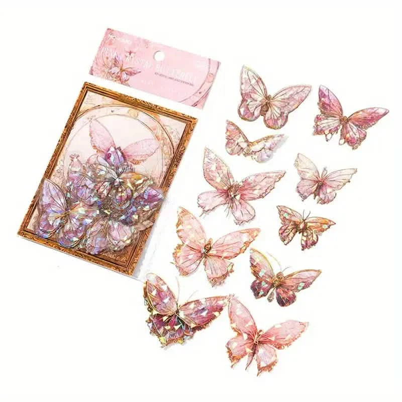 20 pièces : Autocollants décoratifs en PET Papillon Laser Cristal de Glace