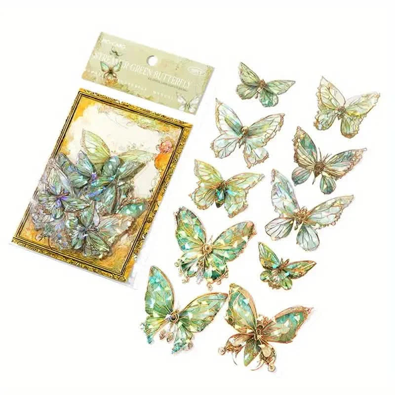 20 pièces : Autocollants décoratifs en PET Papillon Laser Cristal de Glace