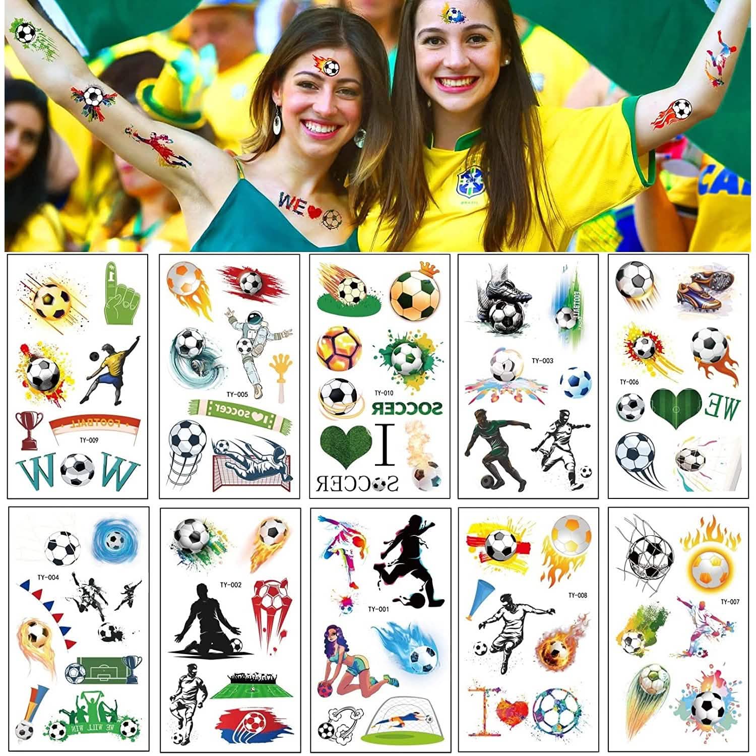 Lot de 20 autocollants de visage de football de la Coupe du Monde de Football 2022