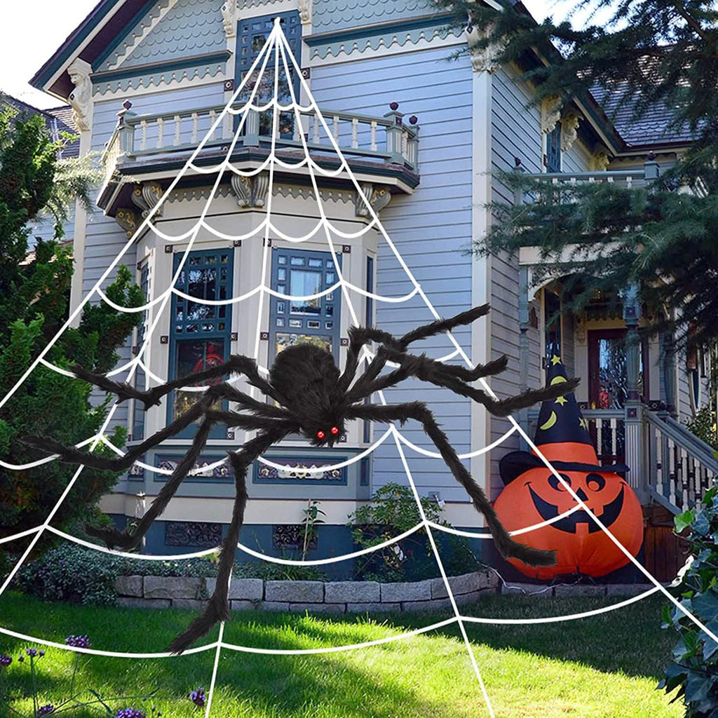 Toile d'araignée d'Halloween de 508 cm et araignée géante de 150 cm