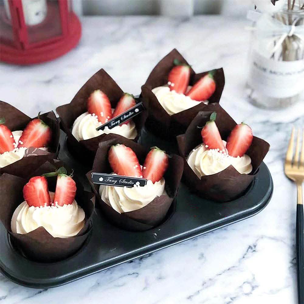 200 pièces : caissettes de cuisson pour cupcakes motif tulipe