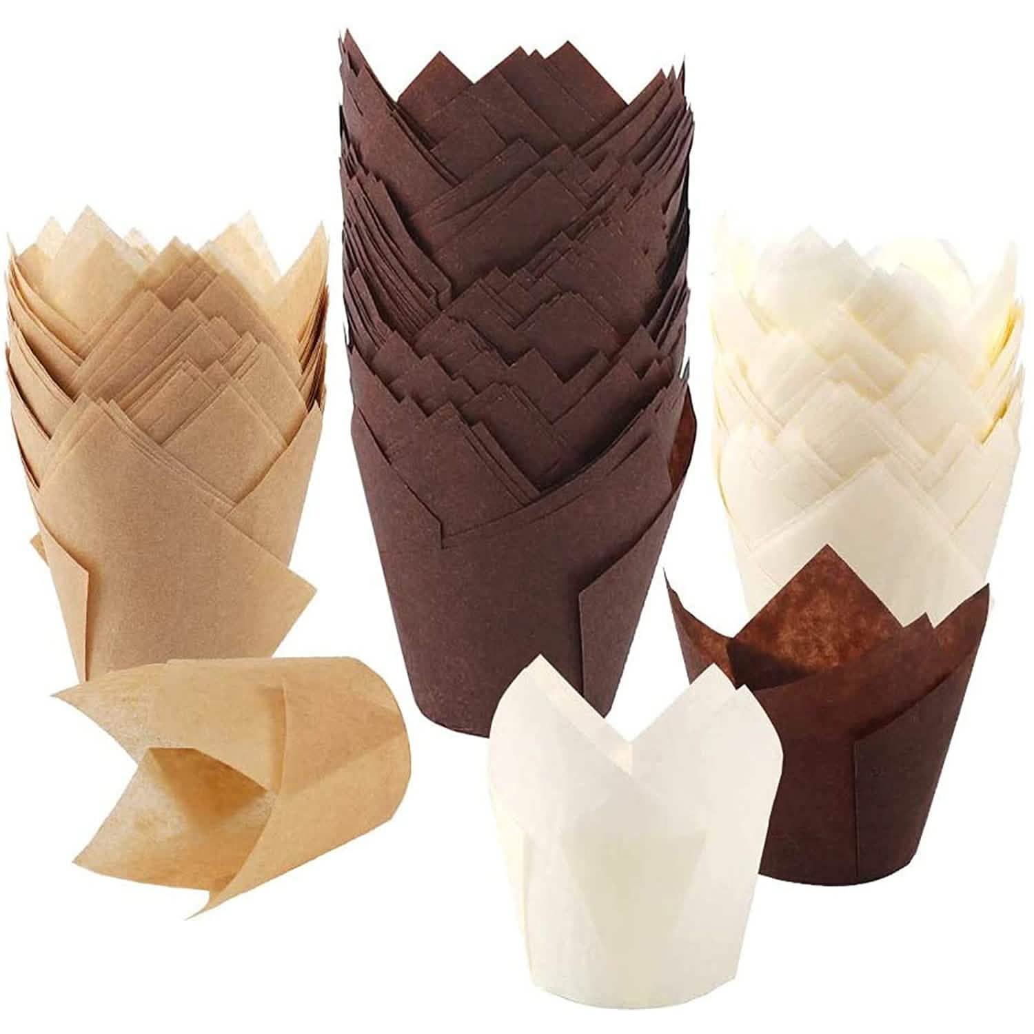 200 pièces : caissettes de cuisson pour cupcakes motif tulipe