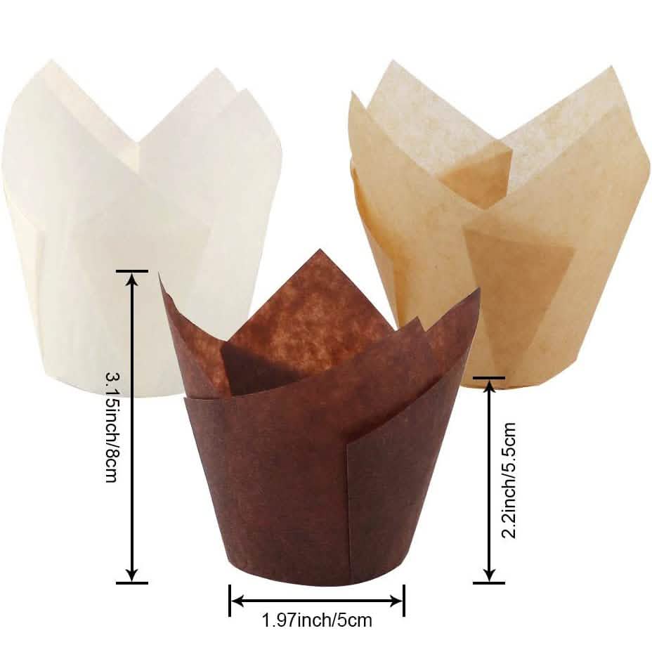 200 pièces : caissettes de cuisson pour cupcakes motif tulipe
