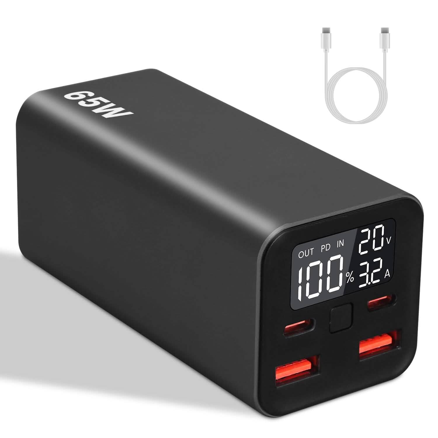 20000mAh 65W USB-C PD ノートパソコン用パワーバンク 急速充電対応