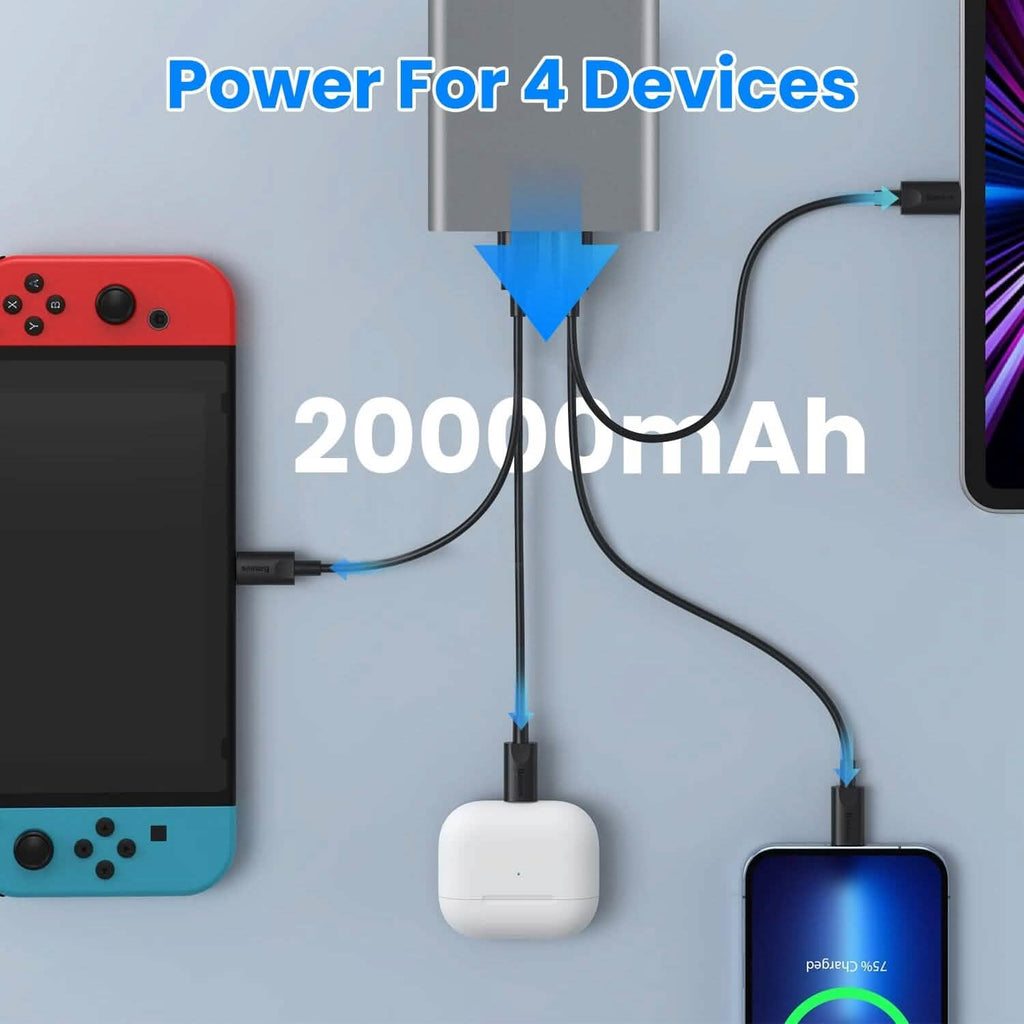 20000mAh 65W USB-C PD ノートパソコン用パワーバンク 急速充電対応