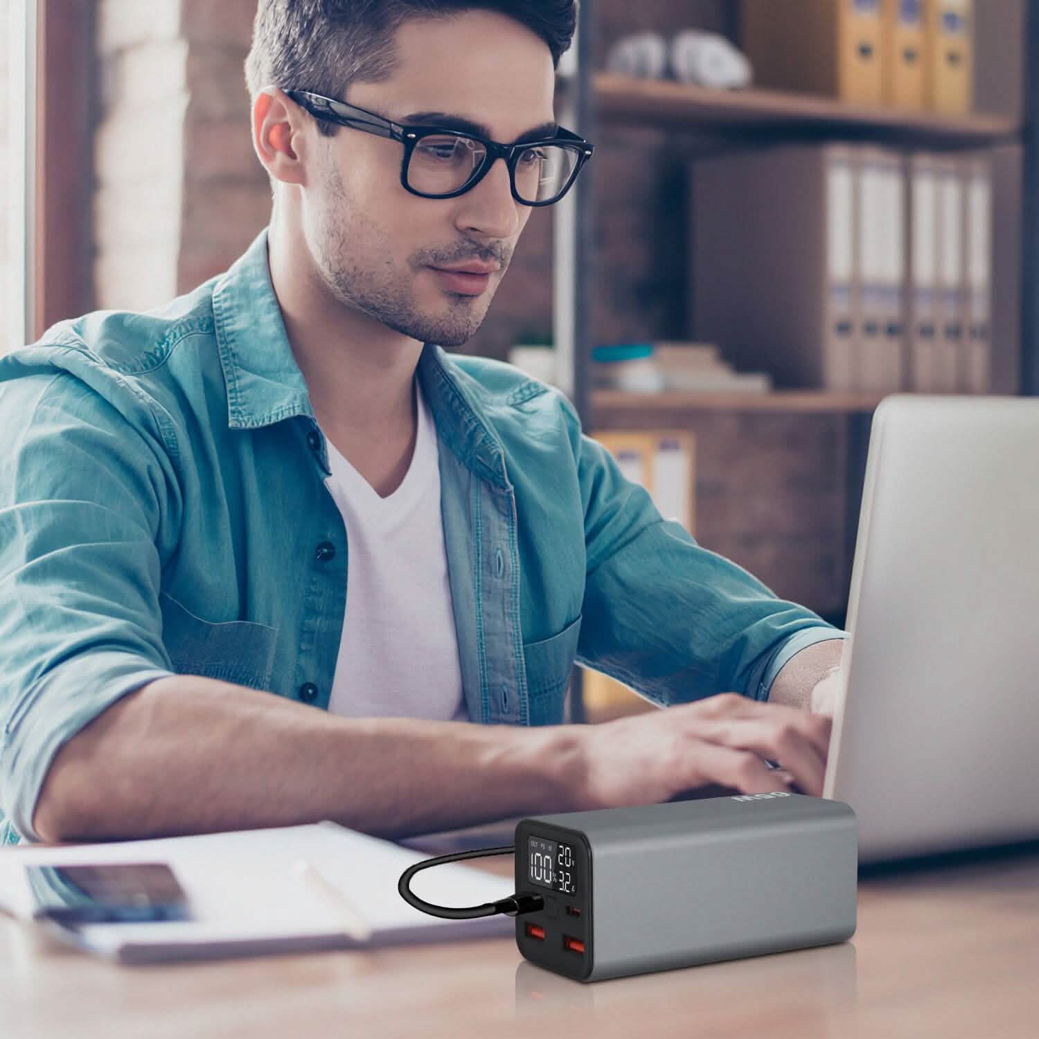 20000mAh 65W USB-C PD ノートパソコン用パワーバンク 急速充電対応