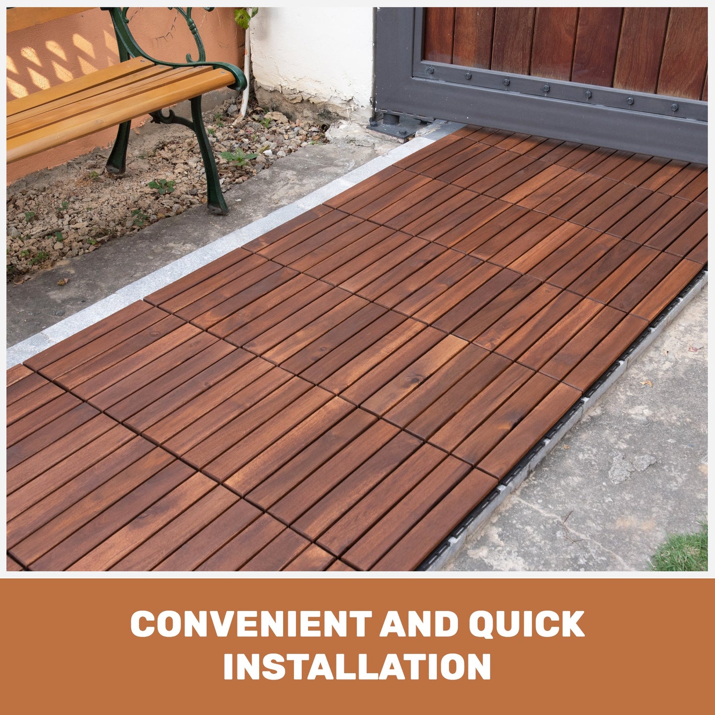 10 PCS Interlocking Deck Tiles Striped Pattern