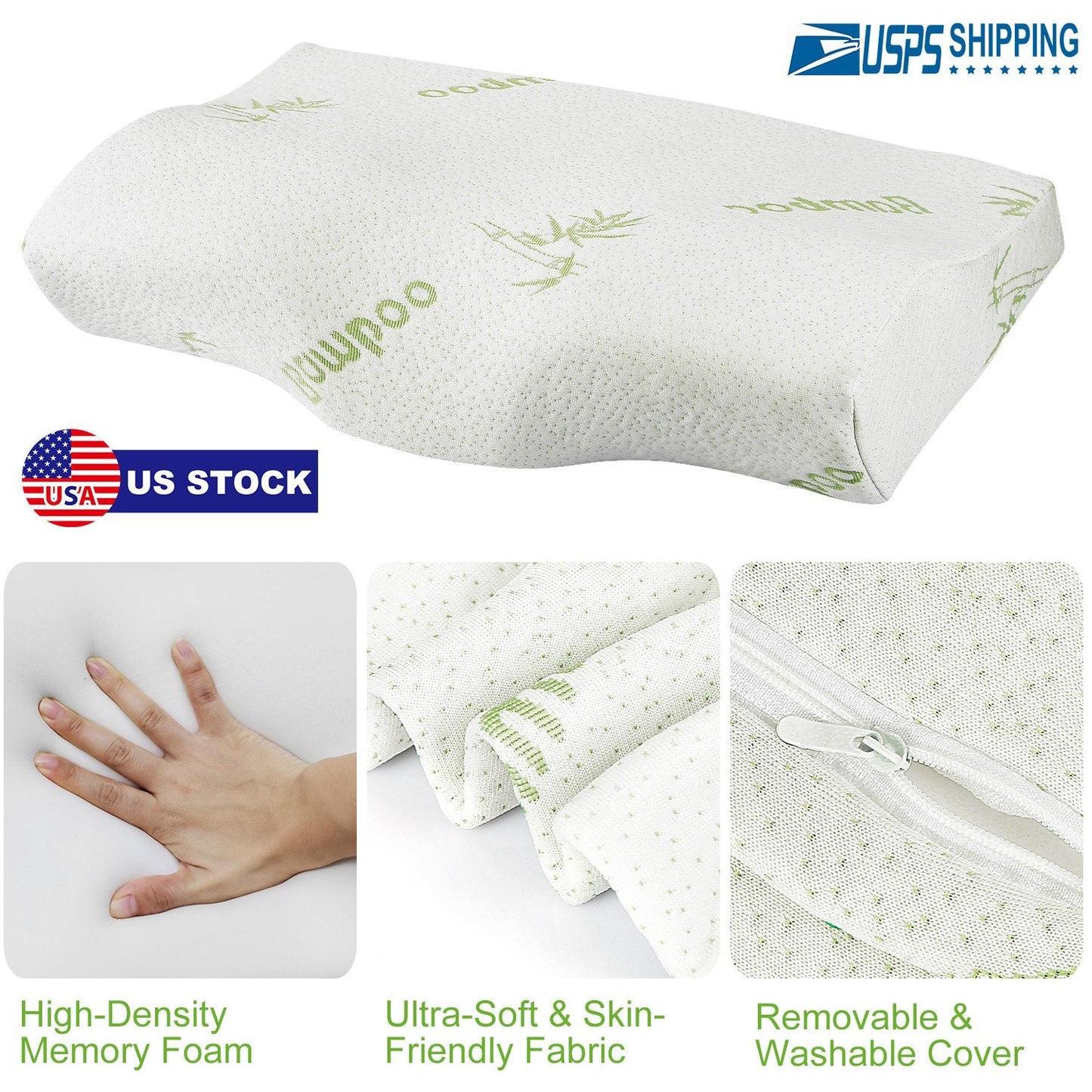 Bamboo Memory Foam Sleep Pillow with Cervical Support