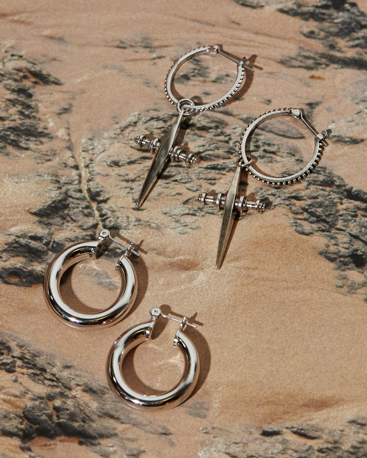 Cross Hoops- Silver
