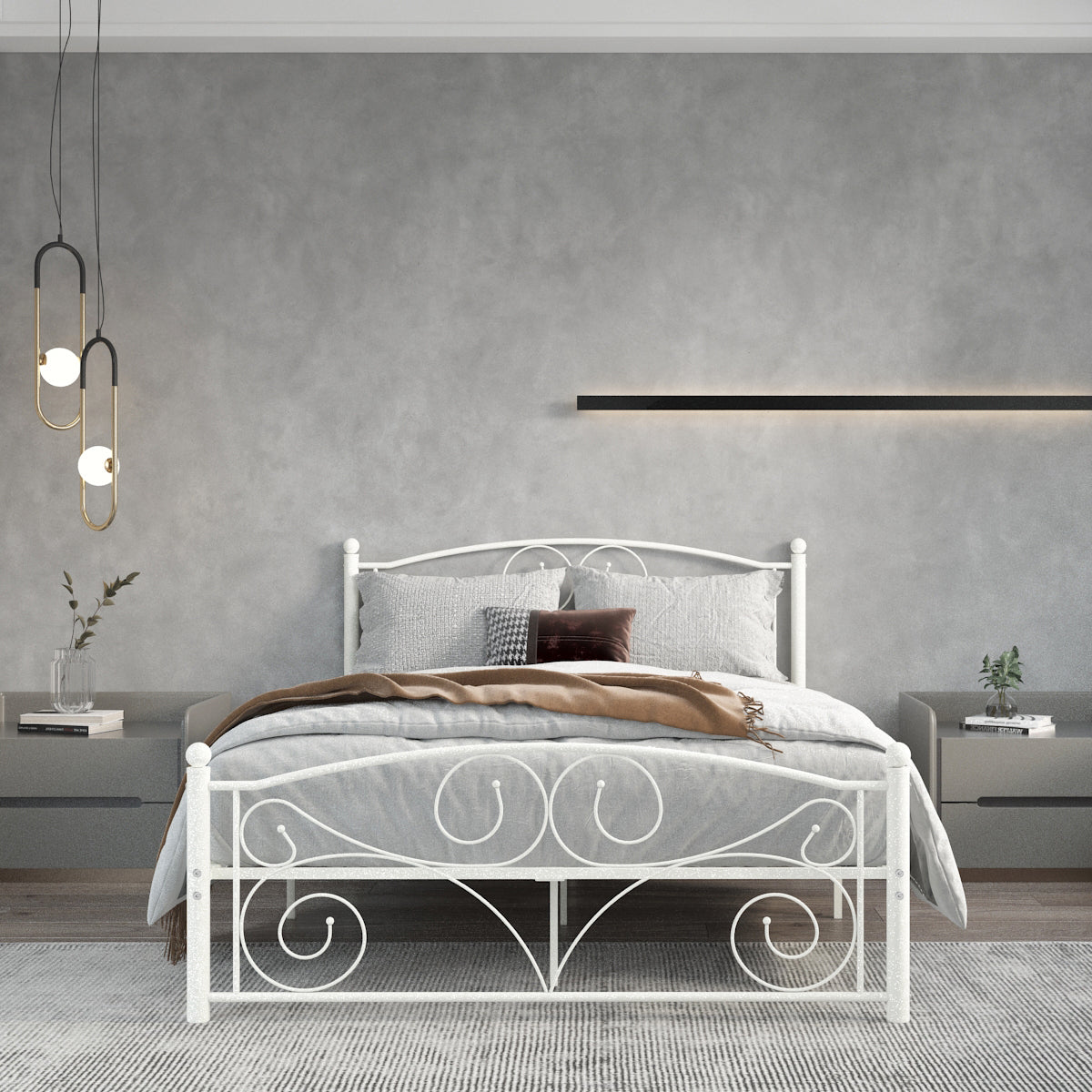 Queen Size Unique Flower Sturdy Metal Bed Frame