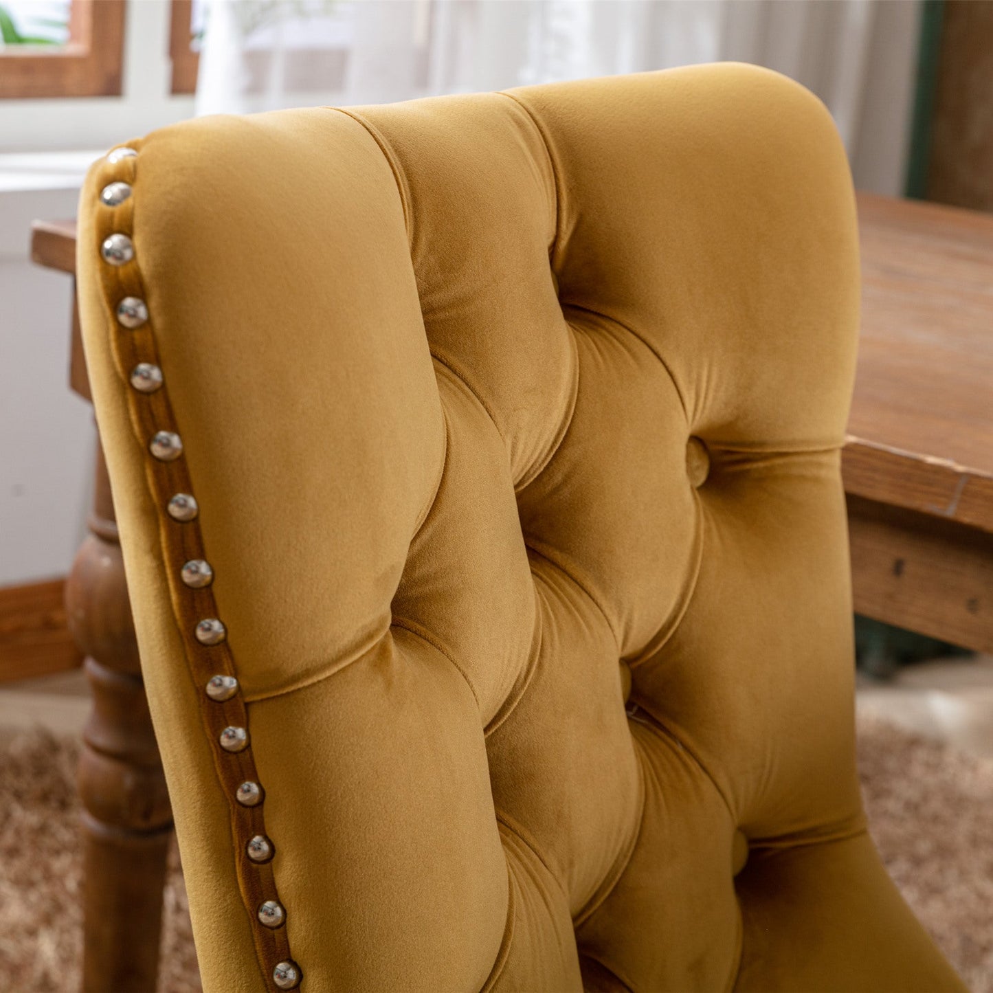 Nikki Collection Modern Velvet Upholstered Dining Chair Set
