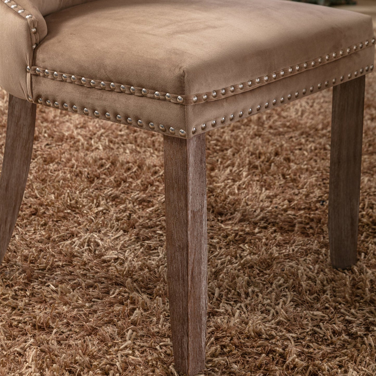 Nikki Collection Velvet Upholstered Dining Chair Set