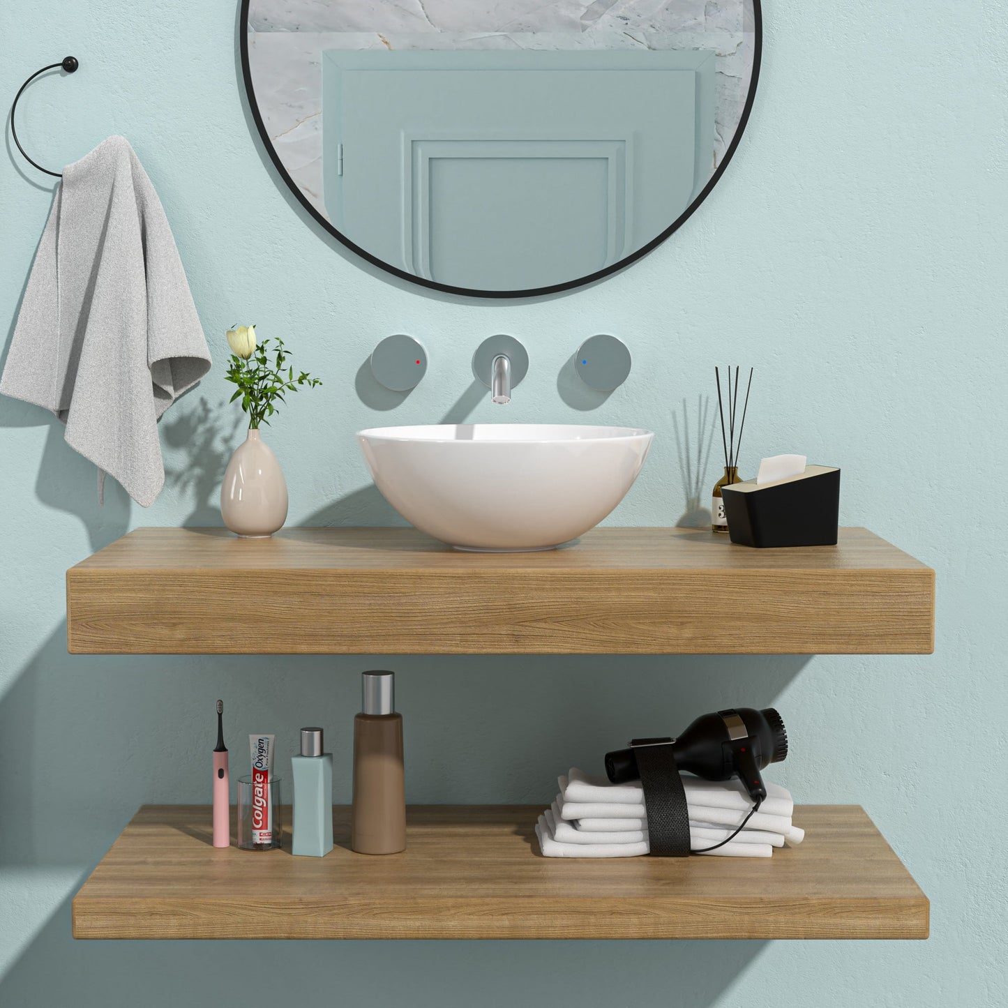 16"x16" White Ceramic C Vessel Bathroom Sink