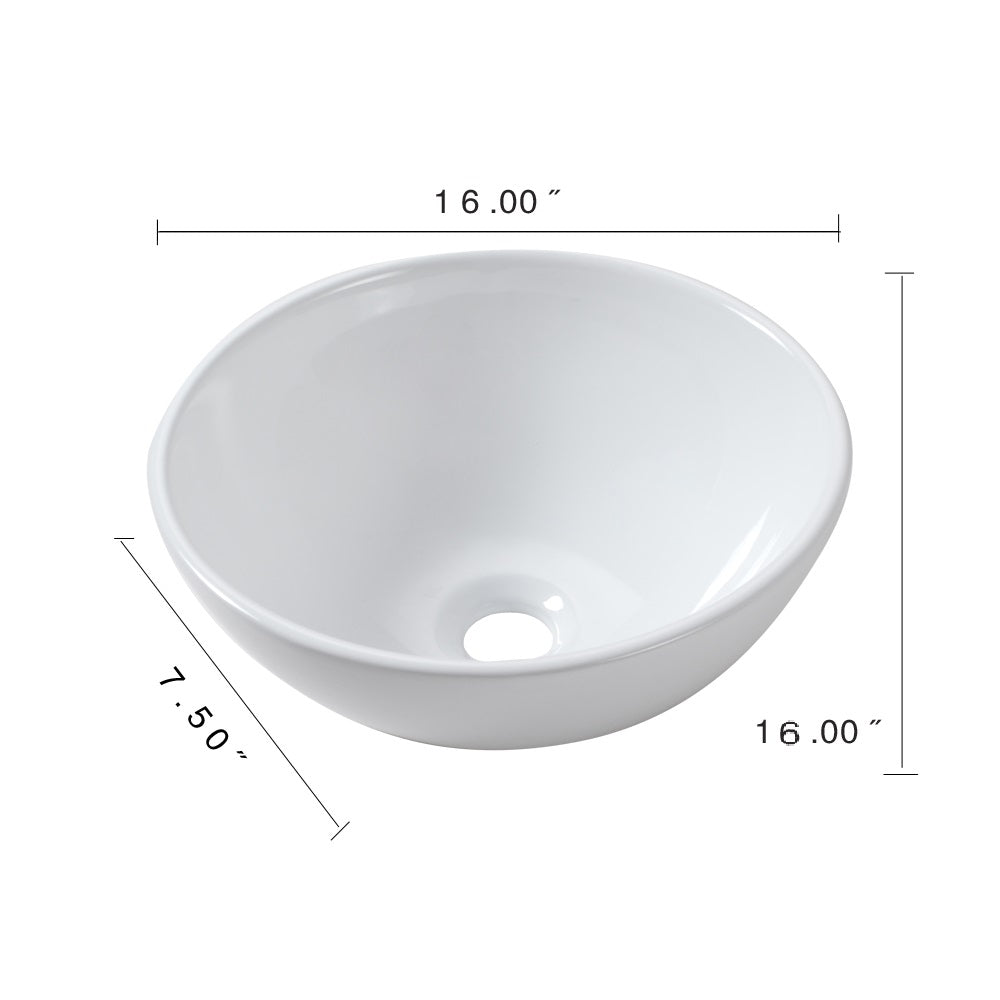 16"x16" White Ceramic C Vessel Bathroom Sink