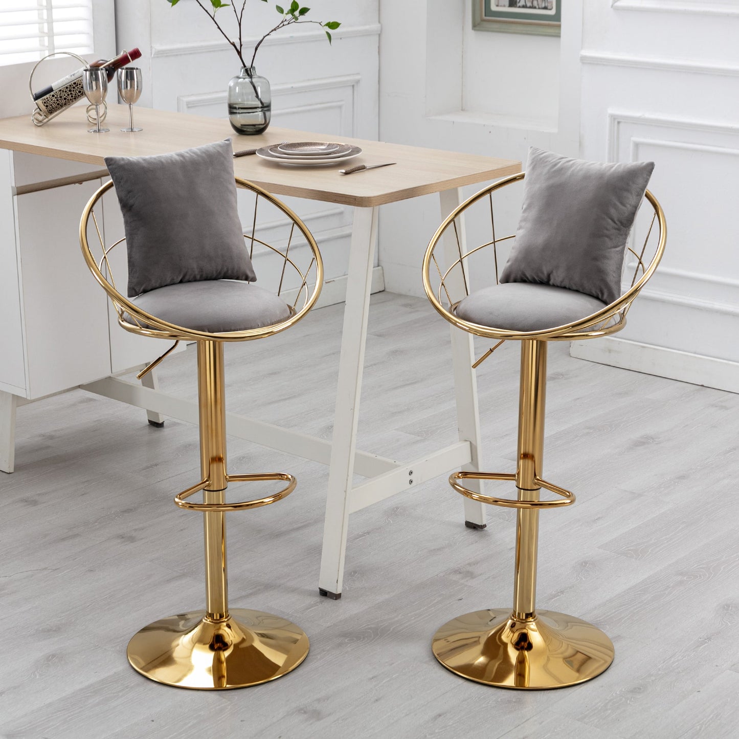 Grey Velvet Bar Chair