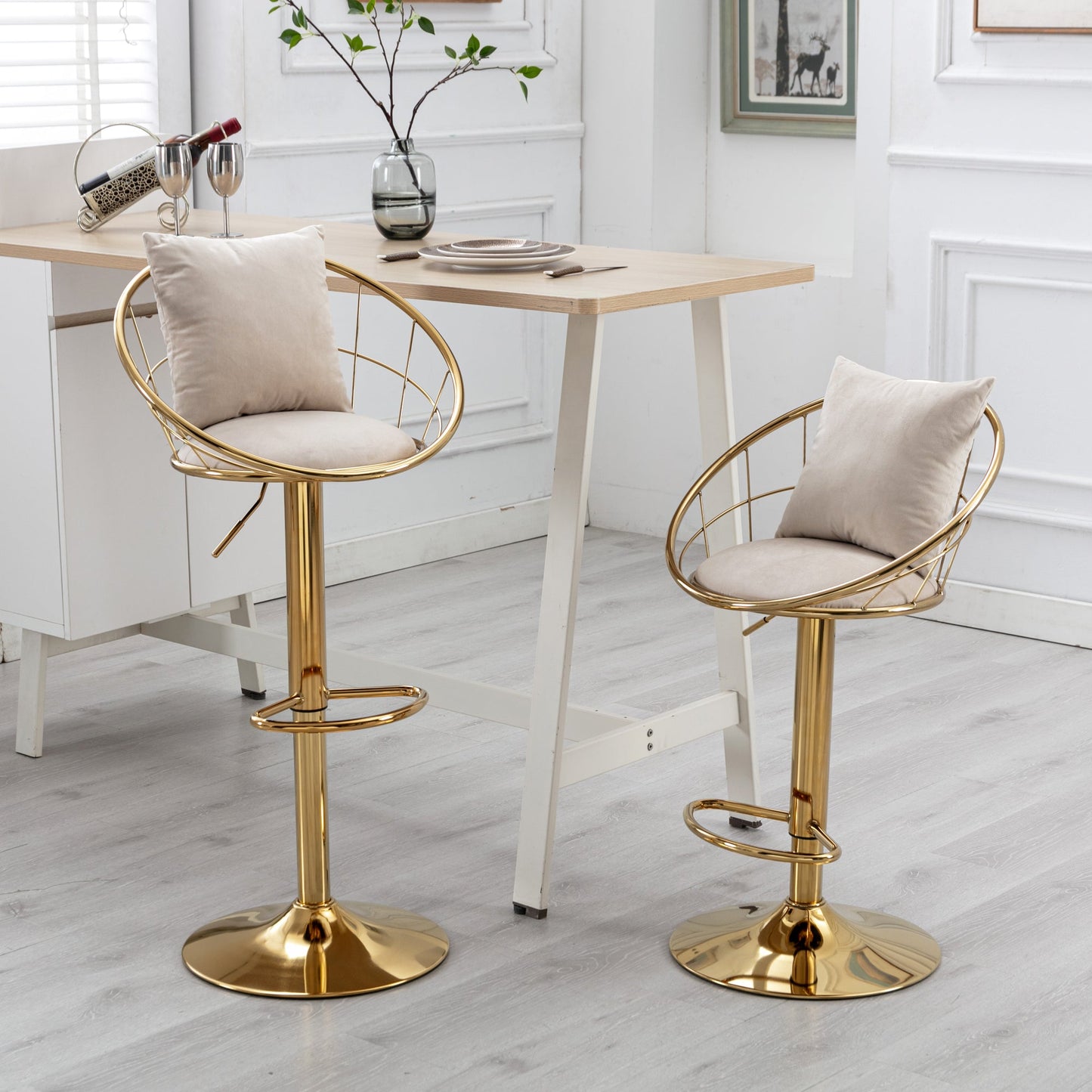 Off-White Velvet Bar Chair