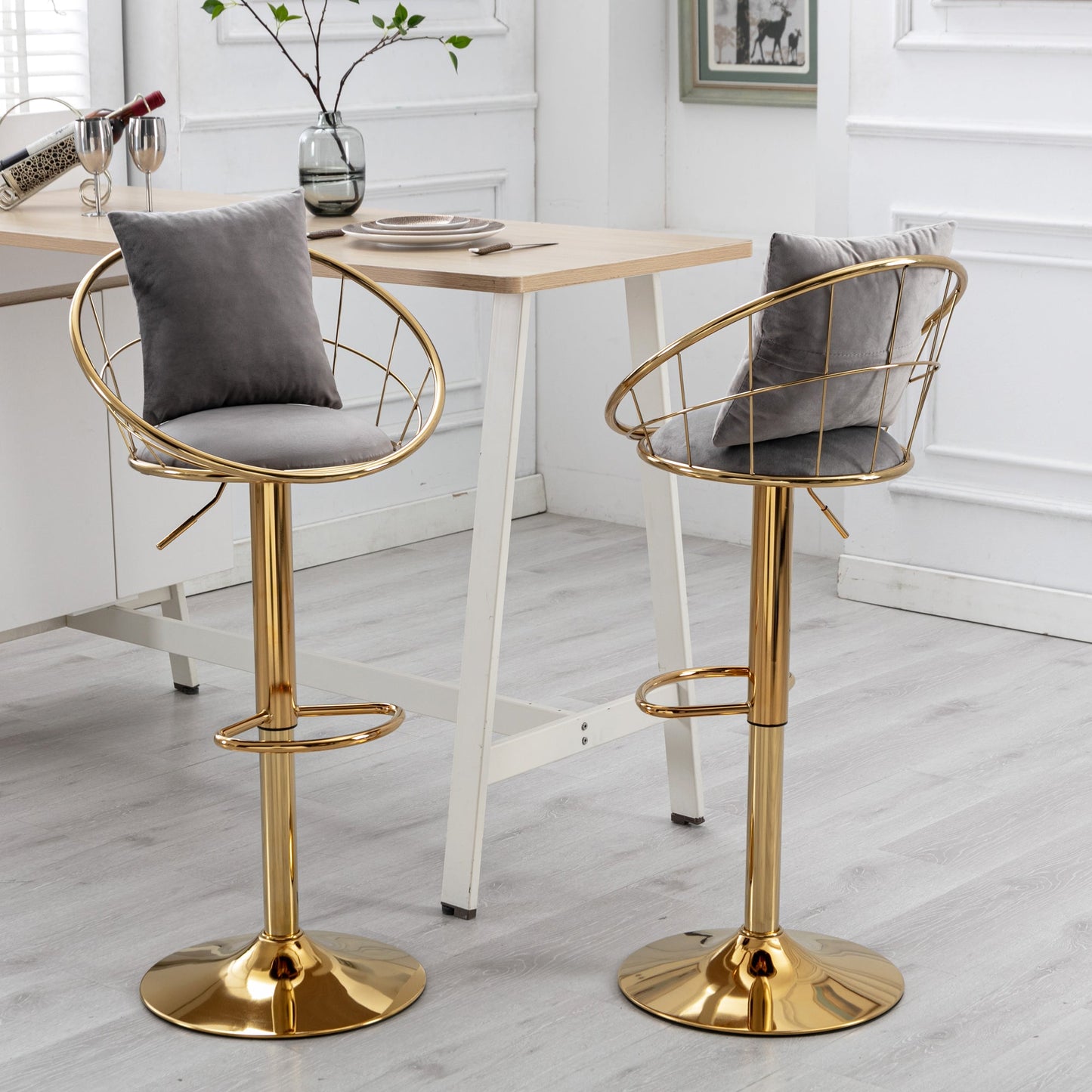 Grey Velvet Bar Chair