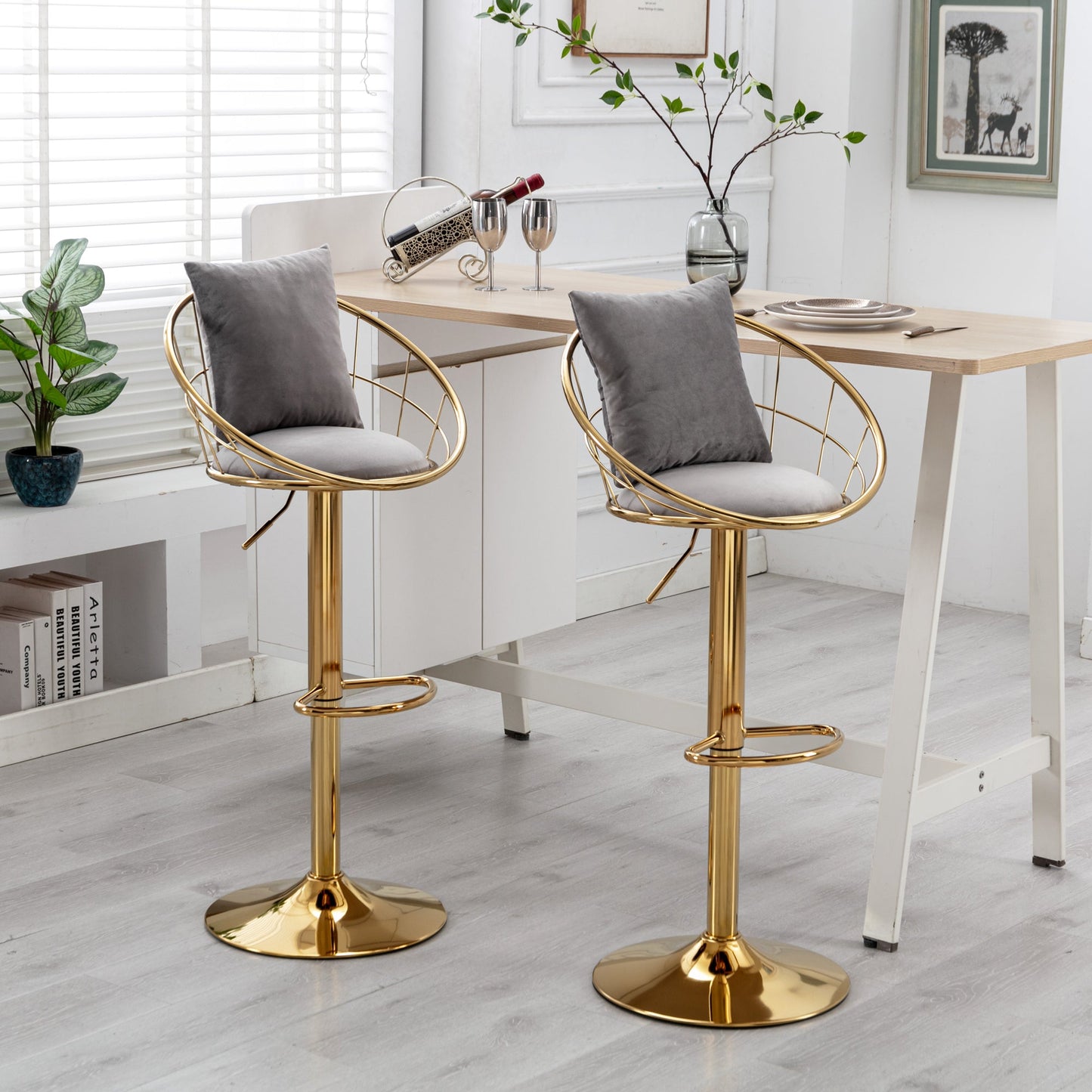 Grey Velvet Bar Chair