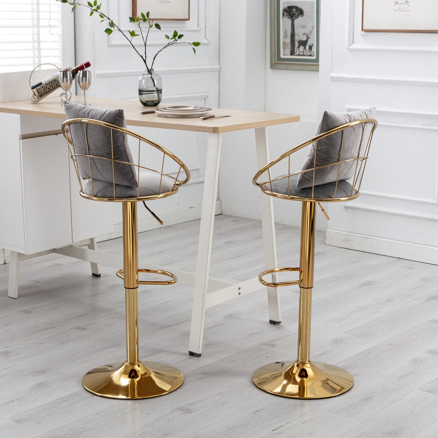 Grey Velvet Bar Chair