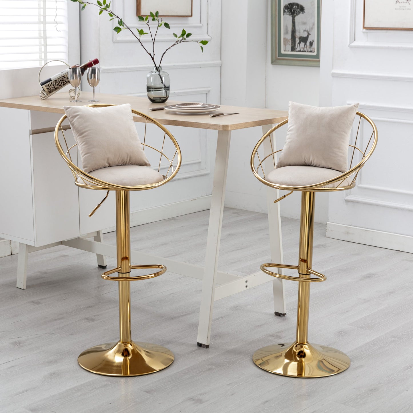 Off-White Velvet Bar Chair
