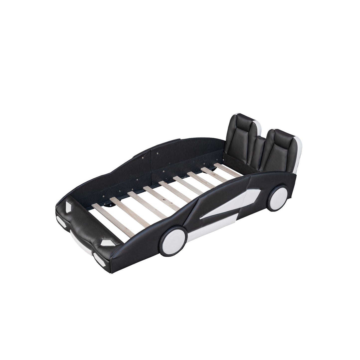 Twin Size Race Car-Shaped Platform Bed with Wheels