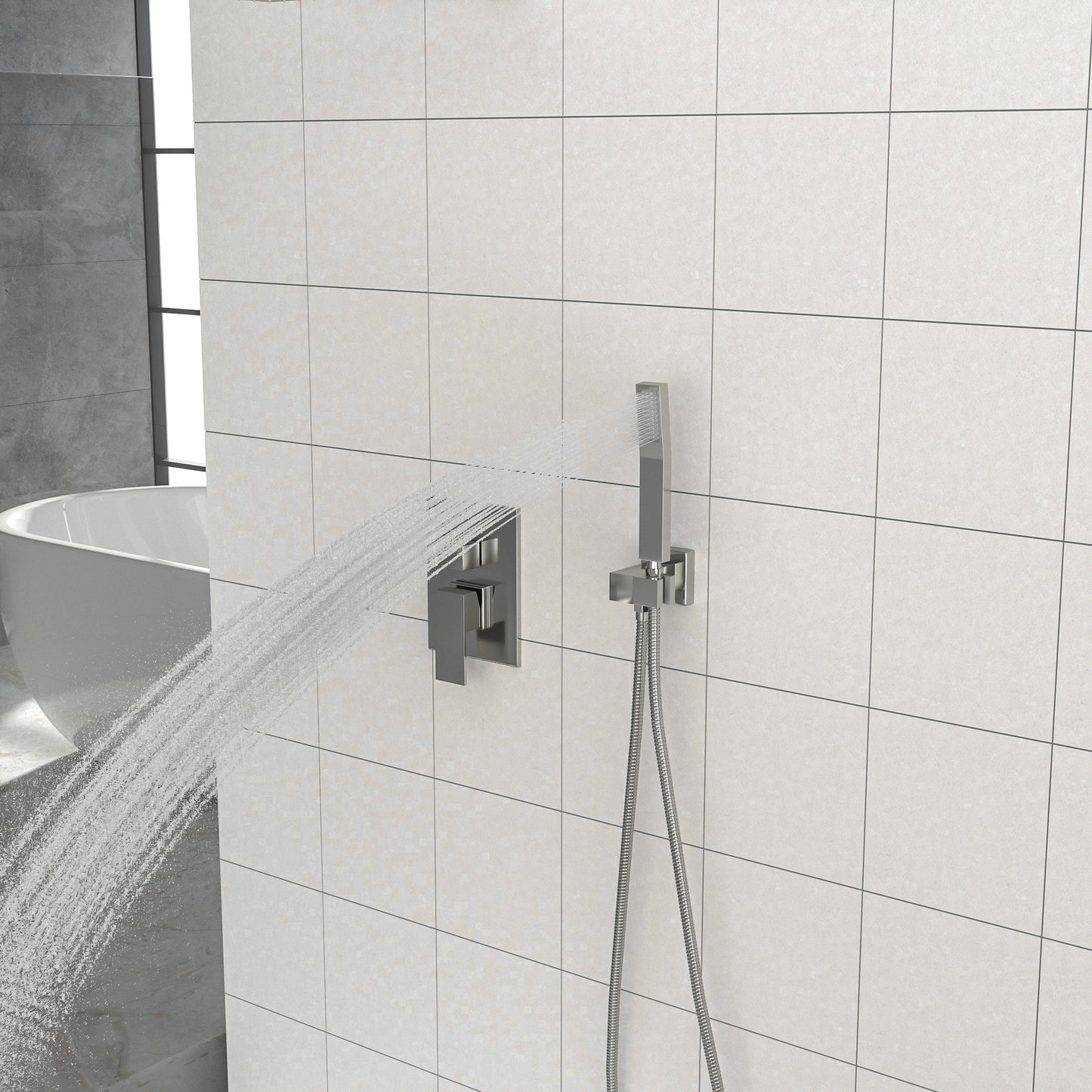 Dual Shower Head - 12 Inch Wall Mounted Square Shower System