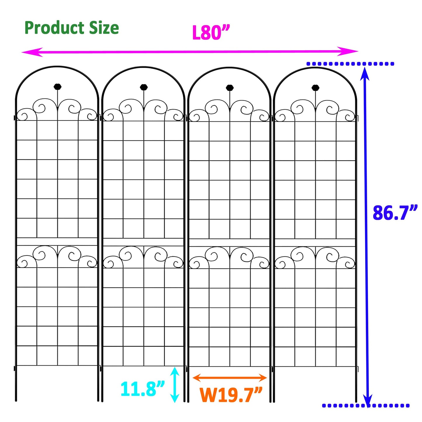 4 Pack Metal Garden Trellis for Climbing Plants