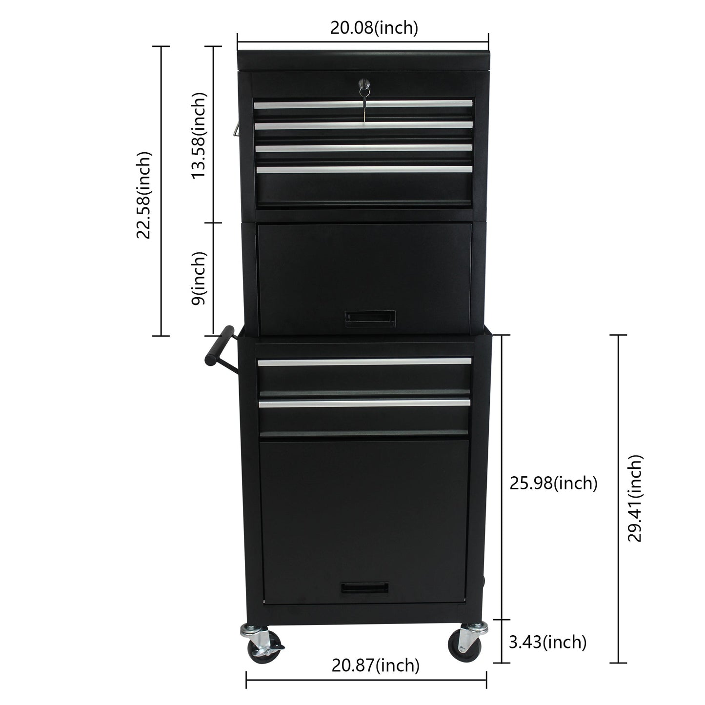 Tool Cabinet on Wheels - 6-Drawer Lockable Rolling Tool Chest