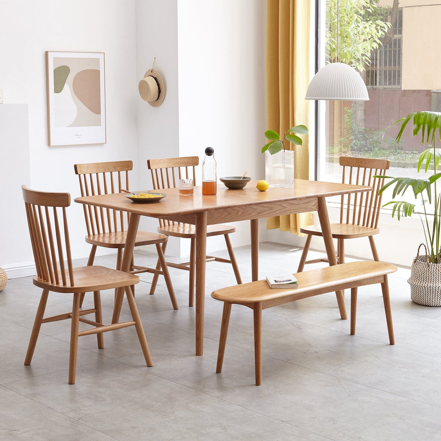 Natural Solid Oak Wood Dining Bench