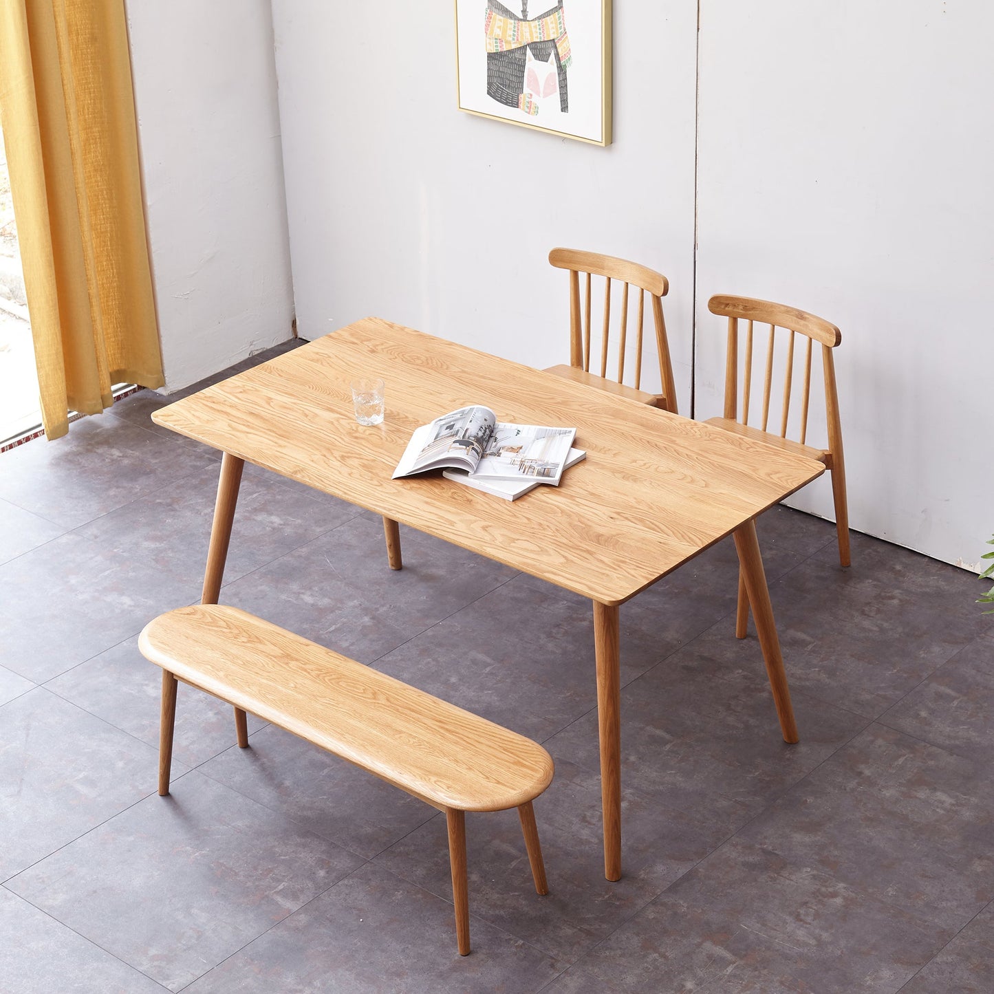 Natural Solid Oak Wood Dining Bench
