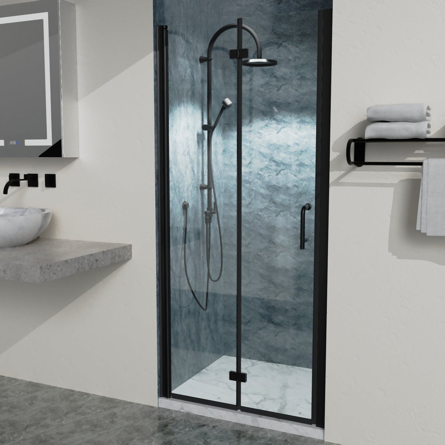 Bi-Fold Semi-Frameless Shower Doors