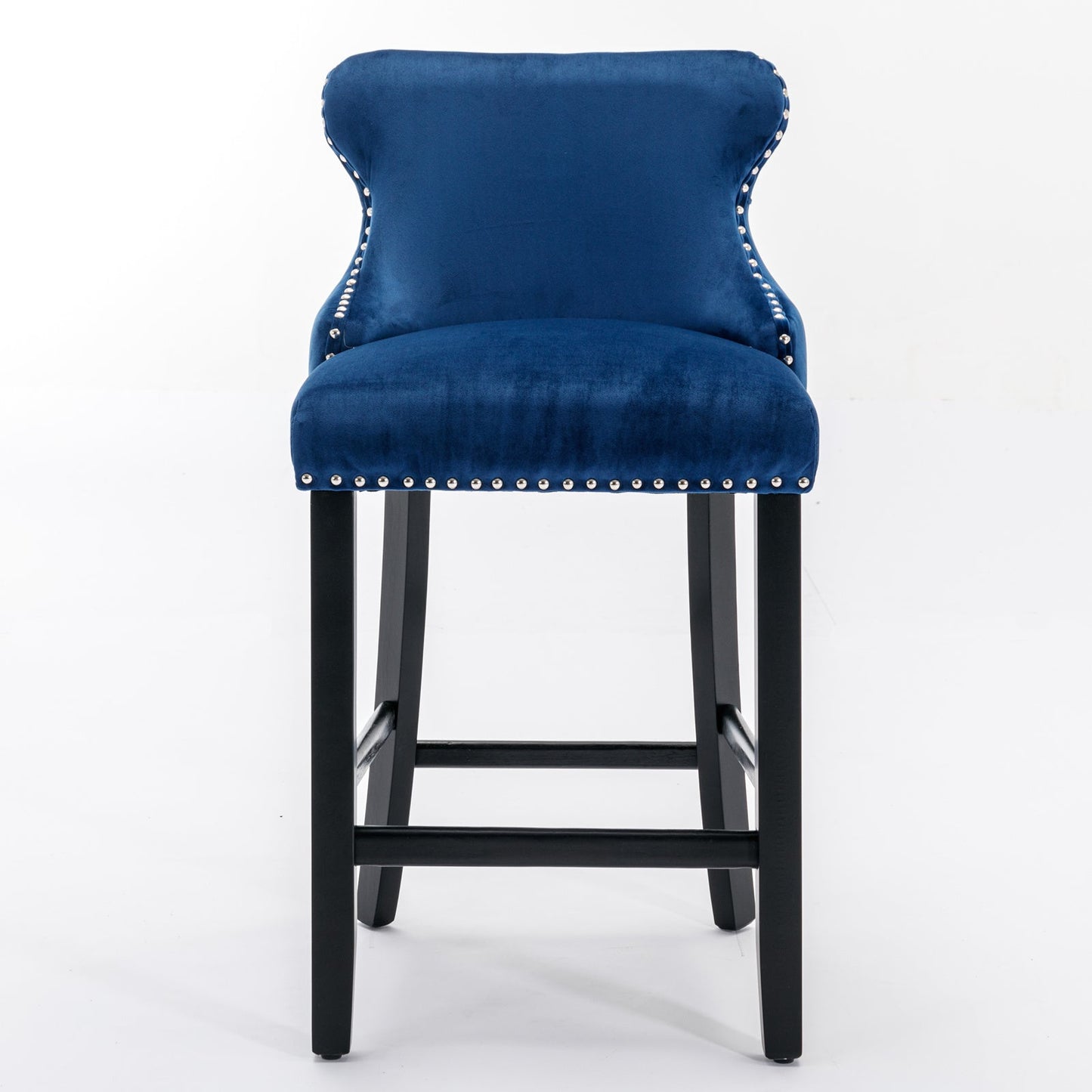 Contemporary Velvet Upholstered Wing-Back Barstools