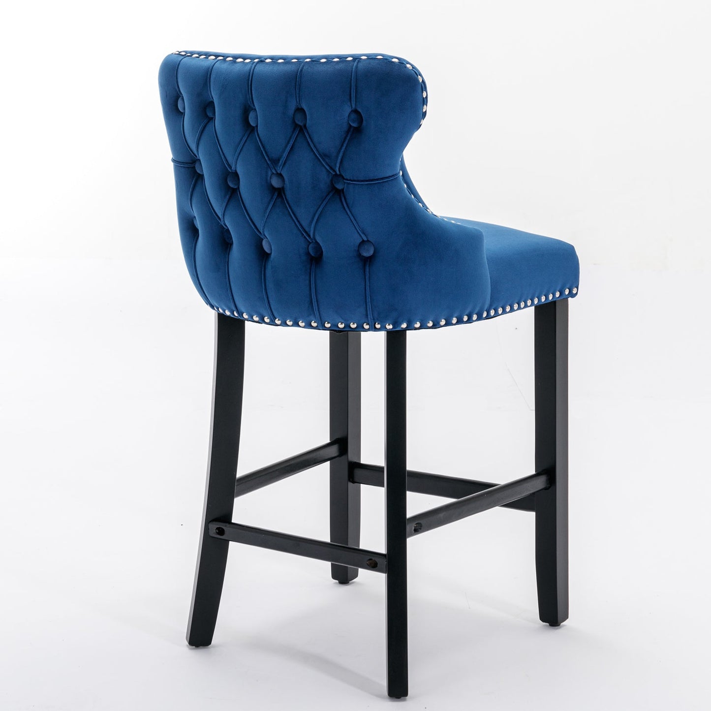 Contemporary Velvet Upholstered Wing-Back Barstools