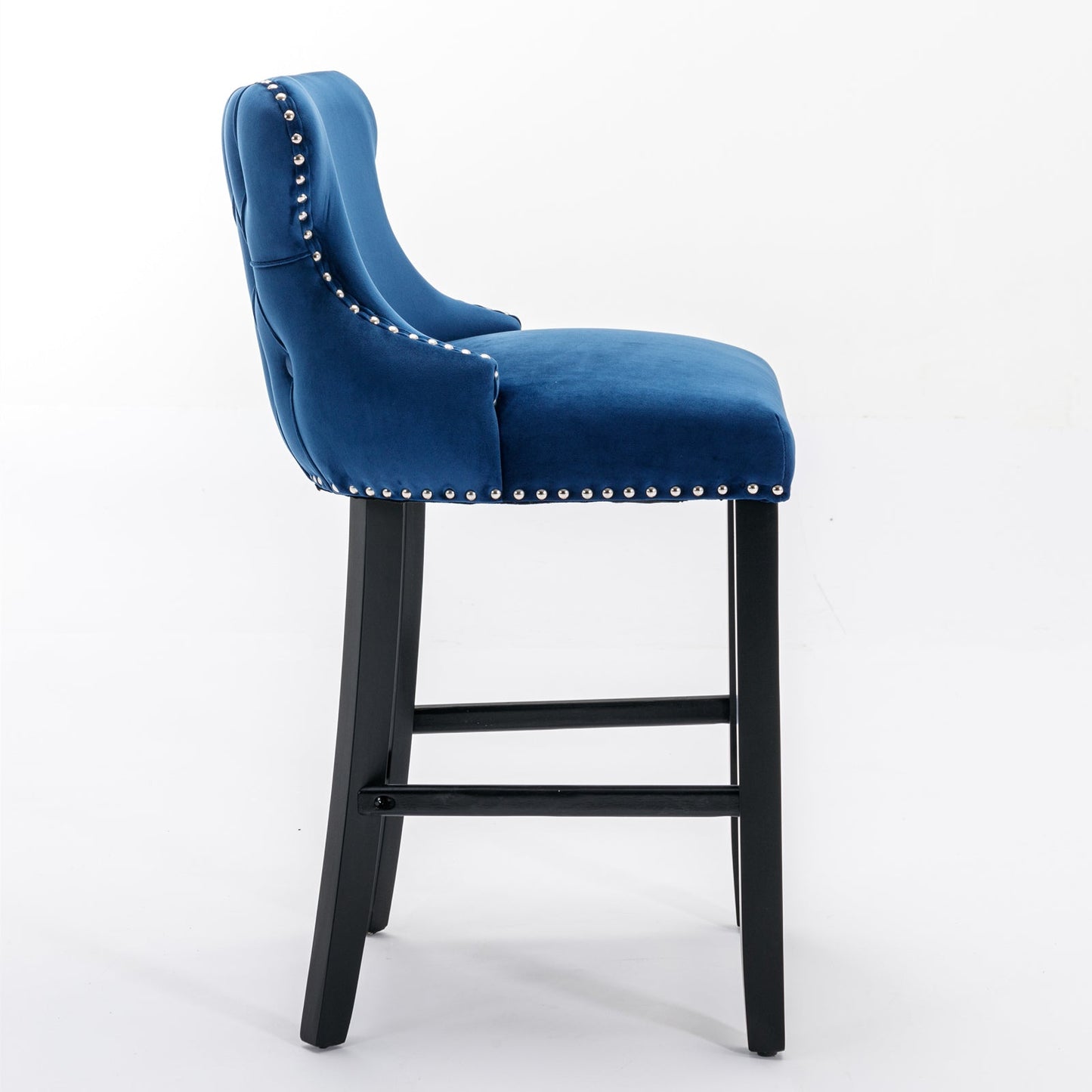 Contemporary Velvet Upholstered Wing-Back Barstools