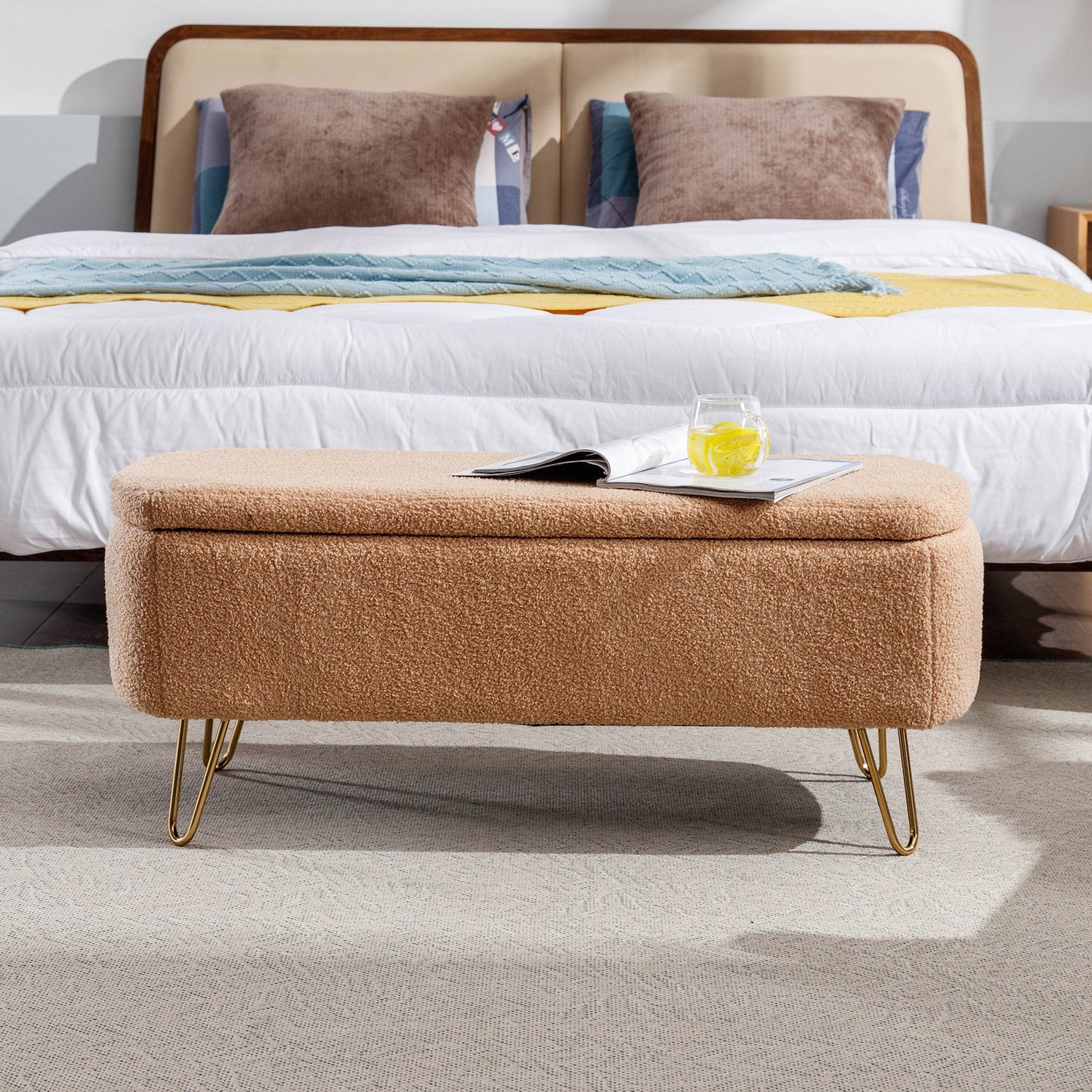 Camel Storage Ottoman Bench for End of Bed