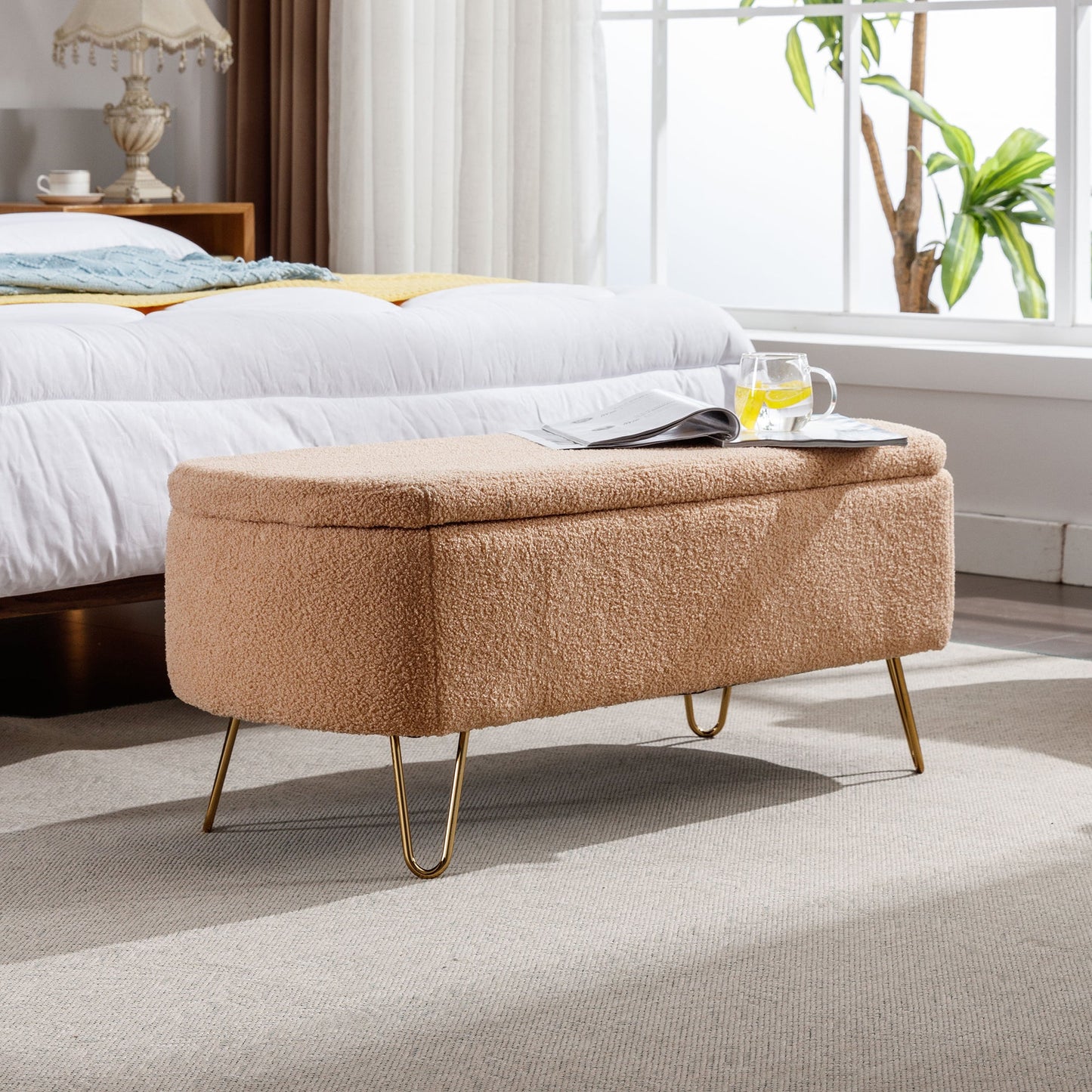 Camel Storage Ottoman Bench for End of Bed
