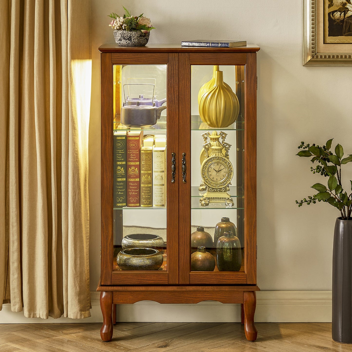 Lighted Curio Cabinet with Adjustable Shelves