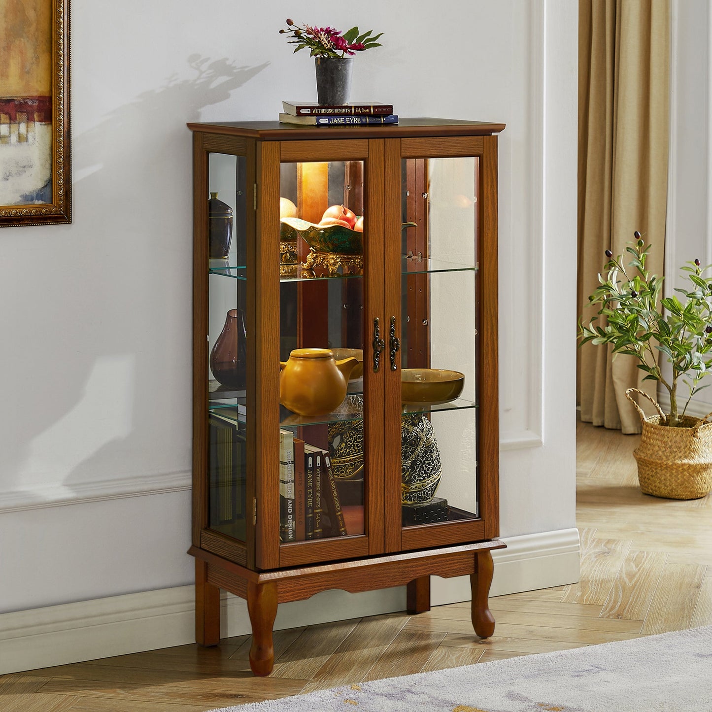 Lighted Curio Cabinet with Adjustable Shelves