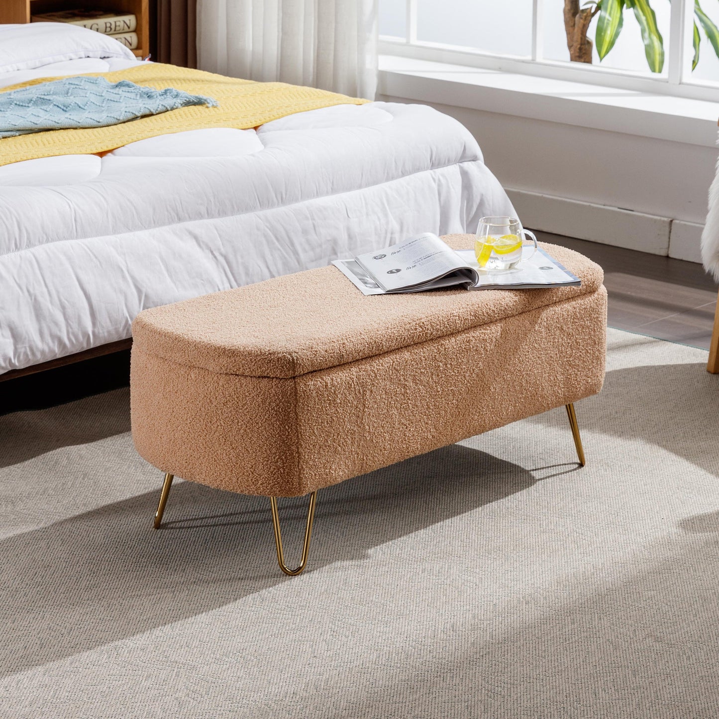 Camel Storage Ottoman Bench for End of Bed