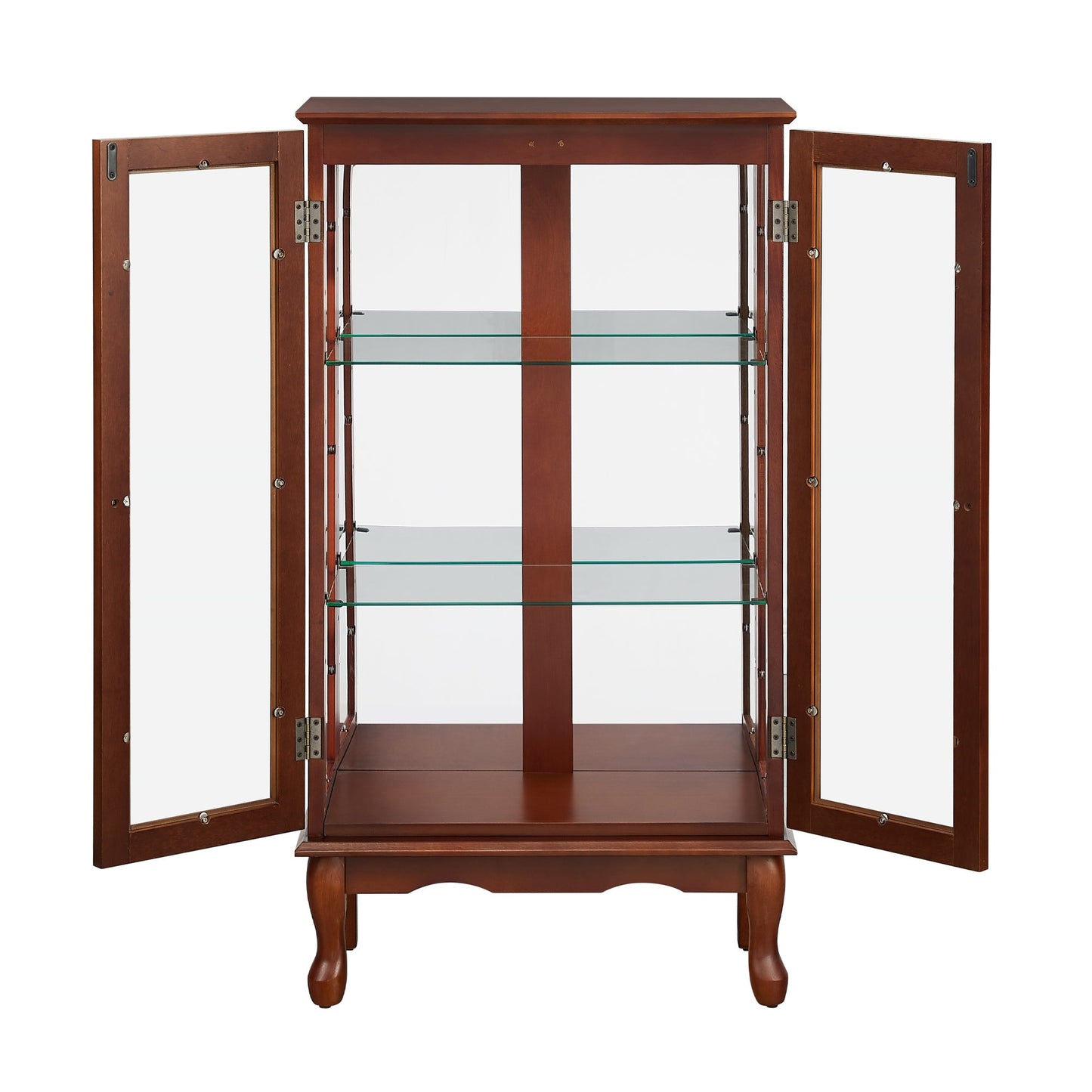 Lighted Curio Cabinet with Adjustable Shelves and Mirrored Back Panel