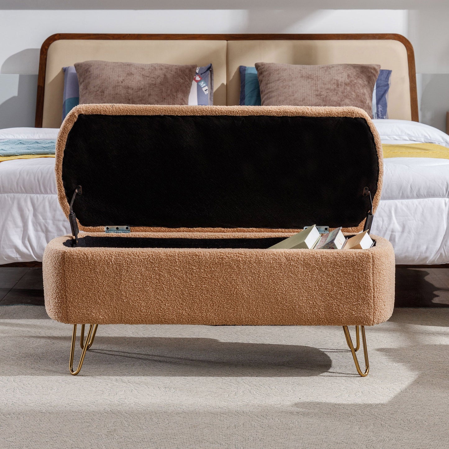 Camel Storage Ottoman Bench for End of Bed